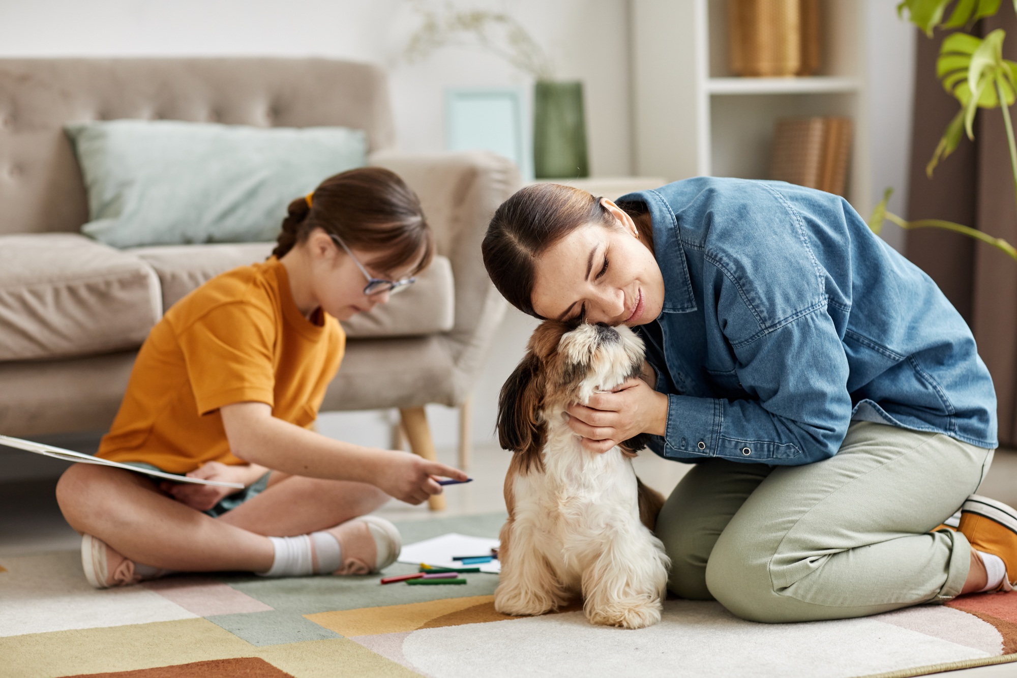 Family On Floor At Home