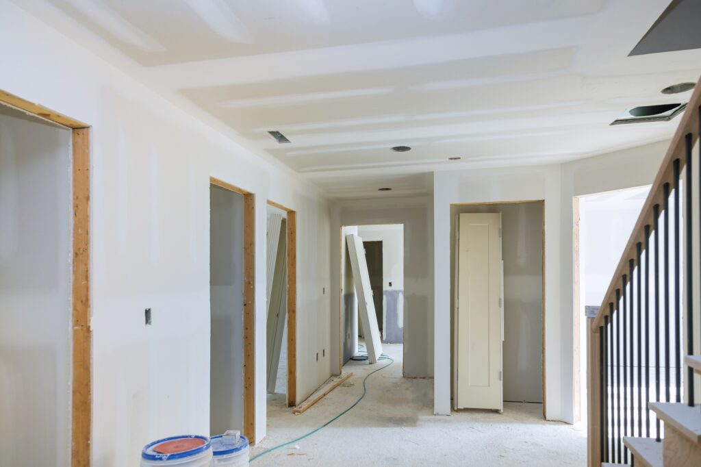 Construction building industry new home construction interior drywall tape and finish details