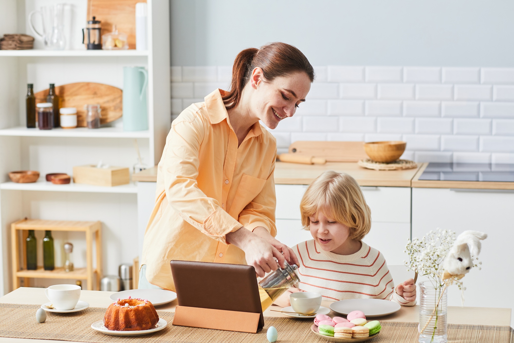 Mother and Son in Kitchen