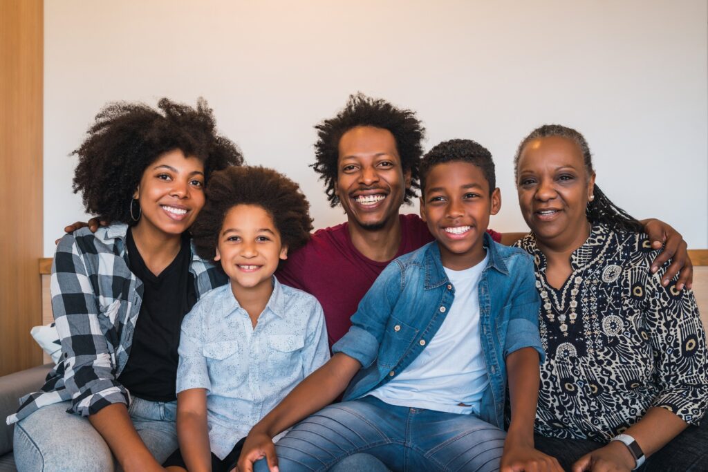 Portrait of multigenerational family at home.