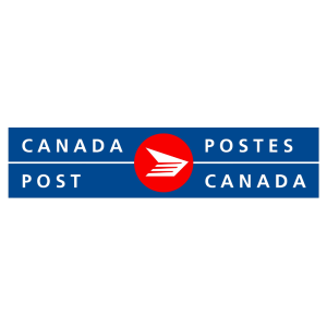 Canada Post logo featuring a red circle with a white stylized bird in flight, and the words "CANADA POST" and "POSTES CANADA" in blue text on a dark blue background.