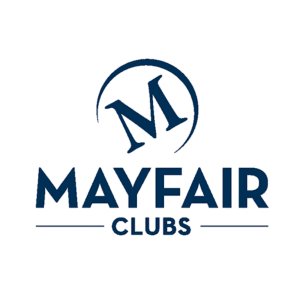 Mayfair Clubs logo with a large "M" in a circular outline above the words "MAYFAIR CLUBS" in bold, modern font.